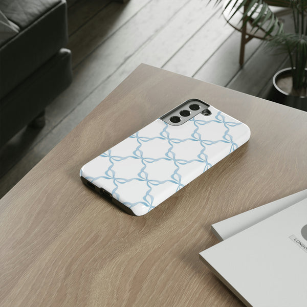 iPhone Tough Case Preppy Watercolor Bow Pattern Blue