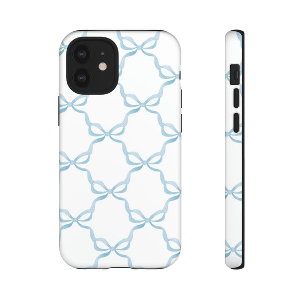 iPhone Tough Case Preppy Watercolor Bow Pattern Blue