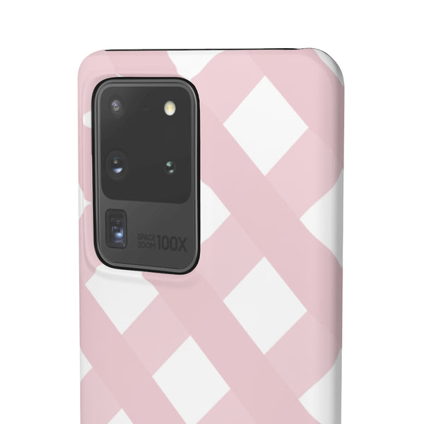 Gingham Blush + White Phone Case