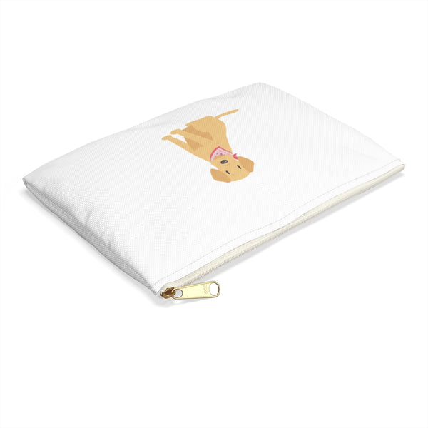 Yellow Lab, Labrador Retriever Pattern in Navy Zip Pouch, Catchall, Makeup Case, Zip accessory clutch Bag