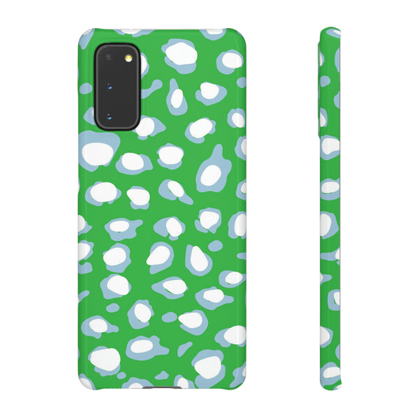 Preppy Leopard Kelly Green + Aqua Spots Protective Phone Case