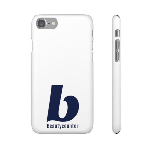 SLEEK Version Pretty Printing X Beautycounter Phone Case White with Navy Logo