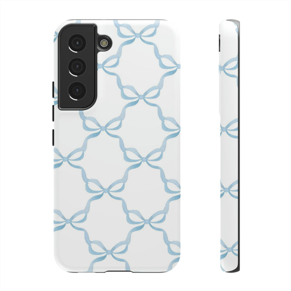 iPhone Tough Case Preppy Watercolor Bow Pattern Blue