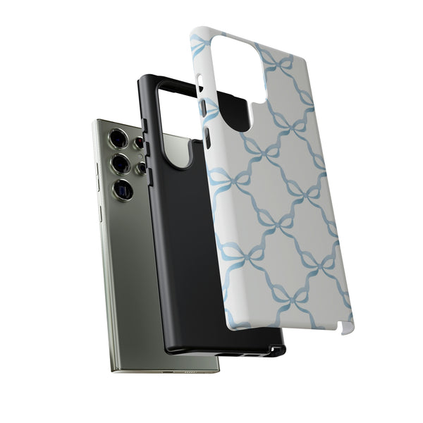 iPhone Tough Case Preppy Watercolor Bow Pattern Blue