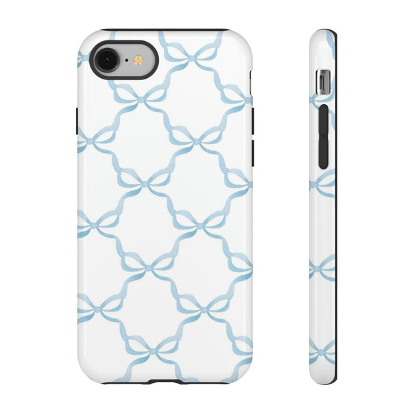 iPhone Tough Case Preppy Watercolor Bow Pattern Blue