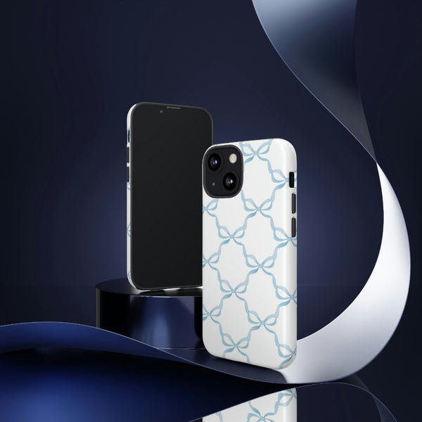 iPhone Tough Case Preppy Watercolor Bow Pattern Blue