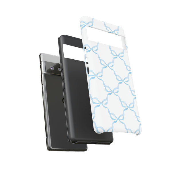 iPhone Tough Case Preppy Watercolor Bow Pattern Blue