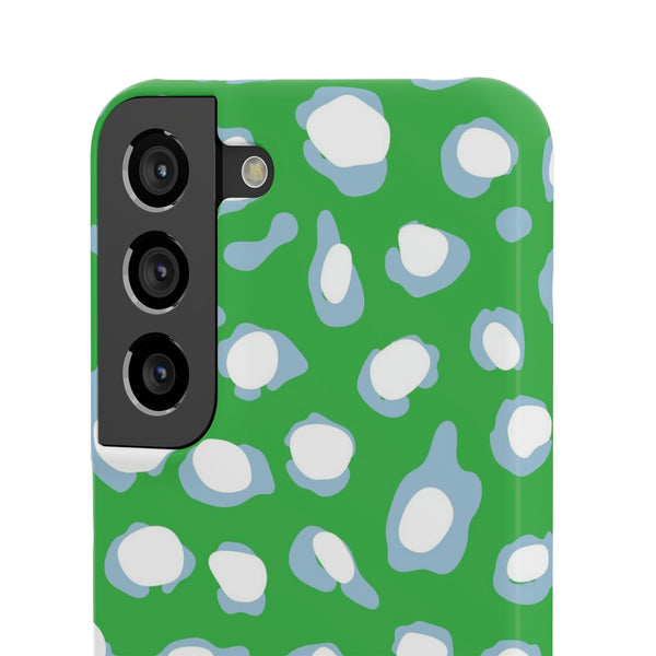 Preppy Leopard Kelly Green + Aqua Spots Protective Phone Case