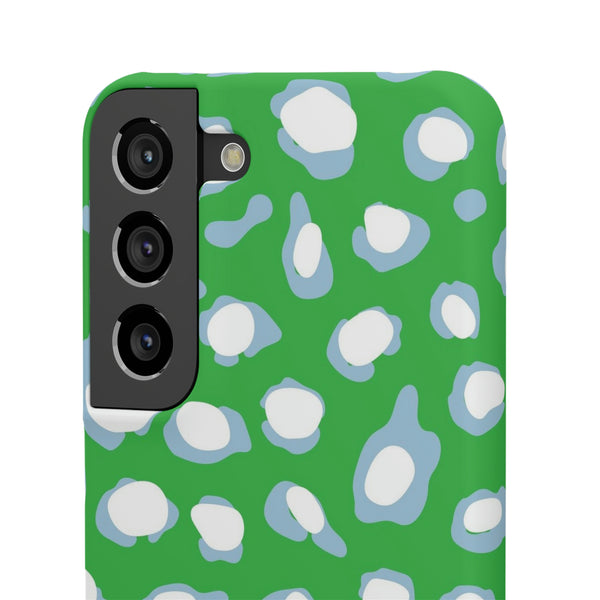 Preppy Leopard Kelly Green + Aqua Spots Protective Phone Case