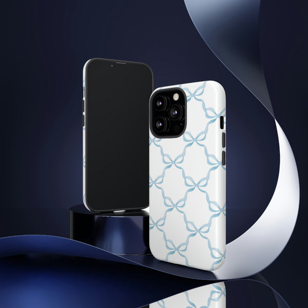 iPhone Tough Case Preppy Watercolor Bow Pattern Blue