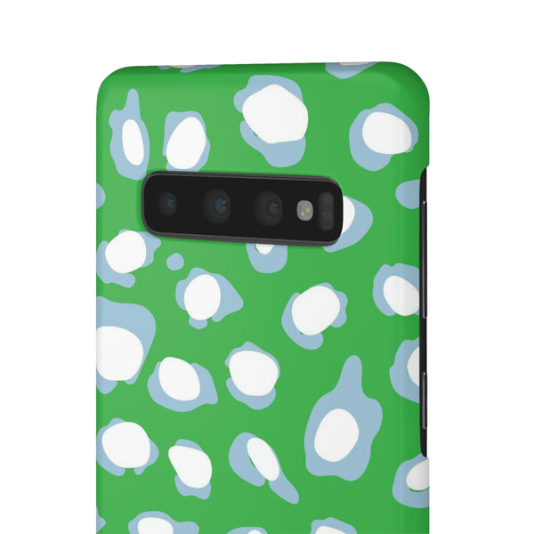 Preppy Leopard Kelly Green + Aqua Spots Protective Phone Case