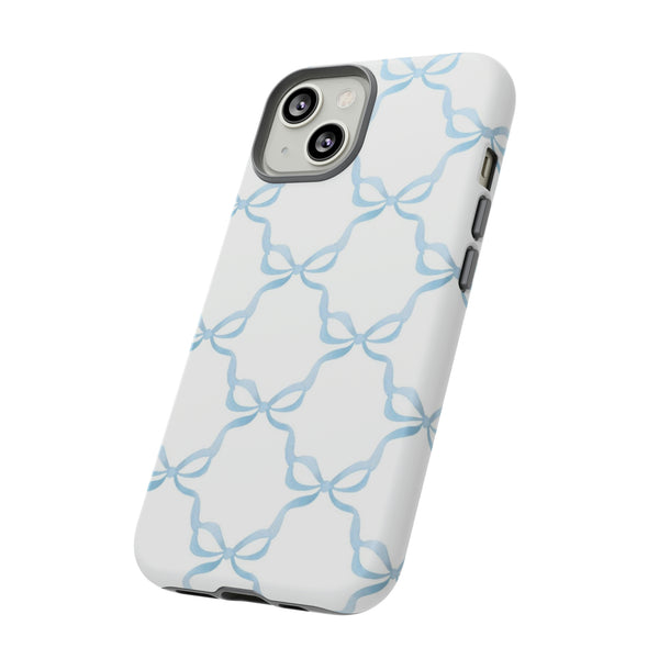 iPhone Tough Case Preppy Watercolor Bow Pattern Blue