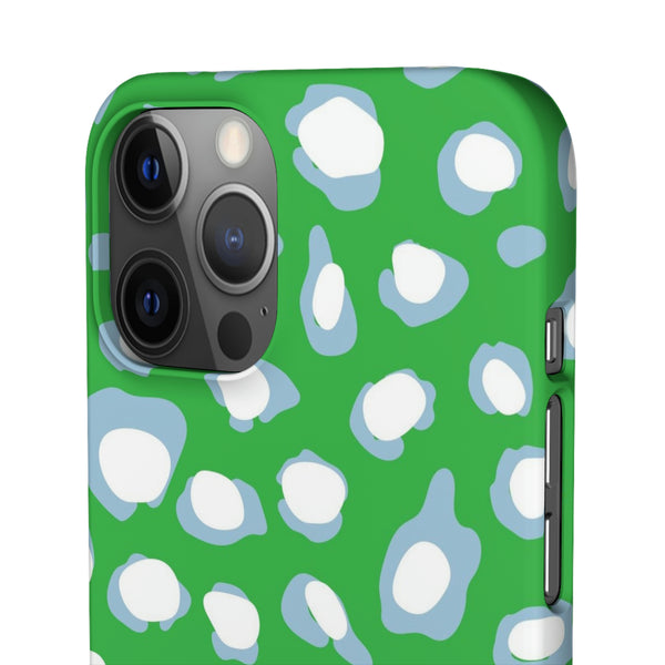 Preppy Leopard Kelly Green + Aqua Spots Protective Phone Case