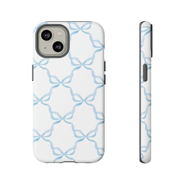iPhone Tough Case Preppy Watercolor Bow Pattern Blue