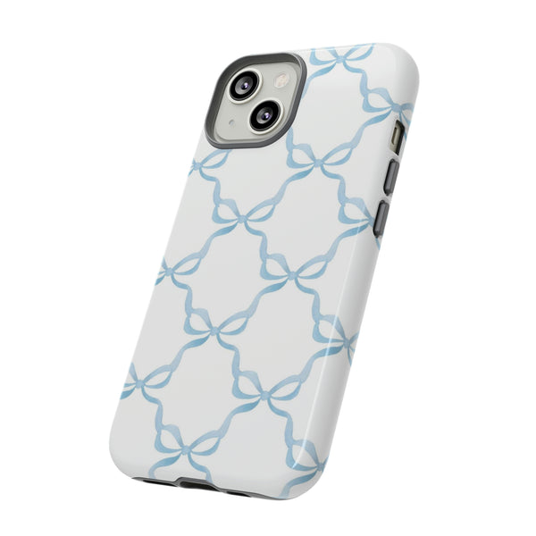 iPhone Tough Case Preppy Watercolor Bow Pattern Blue
