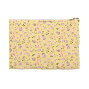 Loveshackfancy Inspired Clutch Ditsy Floral Yellow - Accessory Pouch Available in Two Sizes - White canvas laminated interior