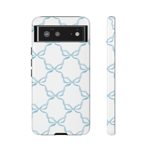 iPhone Tough Case Preppy Watercolor Bow Pattern Blue