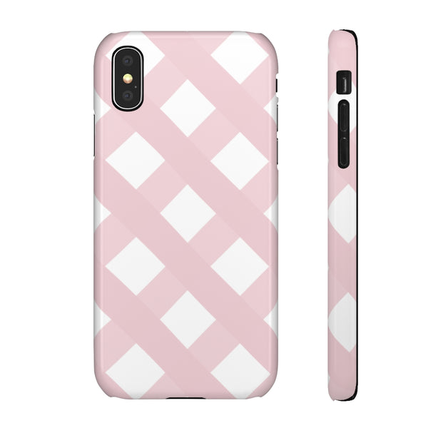 Gingham Blush + White Phone Case