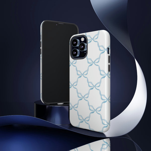 iPhone Tough Case Preppy Watercolor Bow Pattern Blue