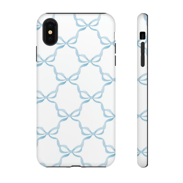 iPhone Tough Case Preppy Watercolor Bow Pattern Blue