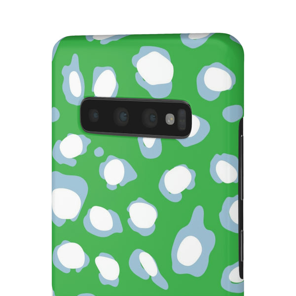 Preppy Leopard Kelly Green + Aqua Spots Protective Phone Case