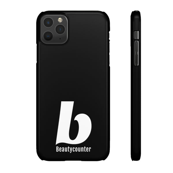 SLEEK Version Pretty Printing X Beautycounter Phone Case Black with White Logo
