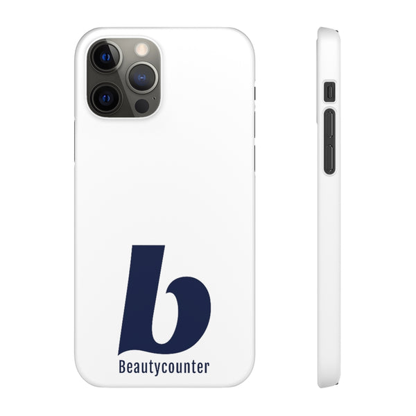 SLEEK Version Pretty Printing X Beautycounter Phone Case White with Navy Logo