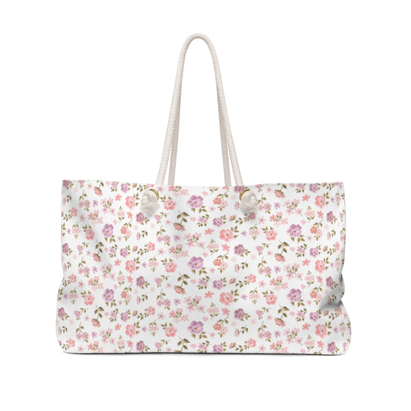 Tote for Pool, Beach, Boat with Rope Handles - Ditsy Floral Loveshackfancy Inspired Shabby Chic White
