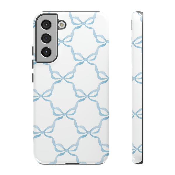 iPhone Tough Case Preppy Watercolor Bow Pattern Blue