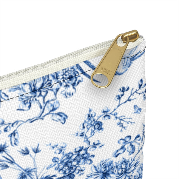 Chinoiserie Toile Blue and White Pattern - Accessory Pouch Zip Closure Available in Two Sizes