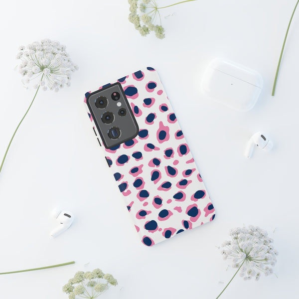 TOUGH Version Pretty Printing X Beautycounter Limited Edition Case Preppy Leopard Spots in Pink and Navy