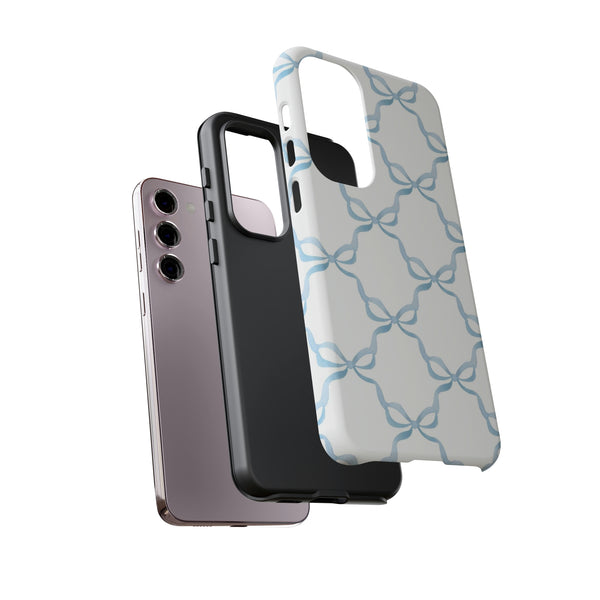 iPhone Tough Case Preppy Watercolor Bow Pattern Blue