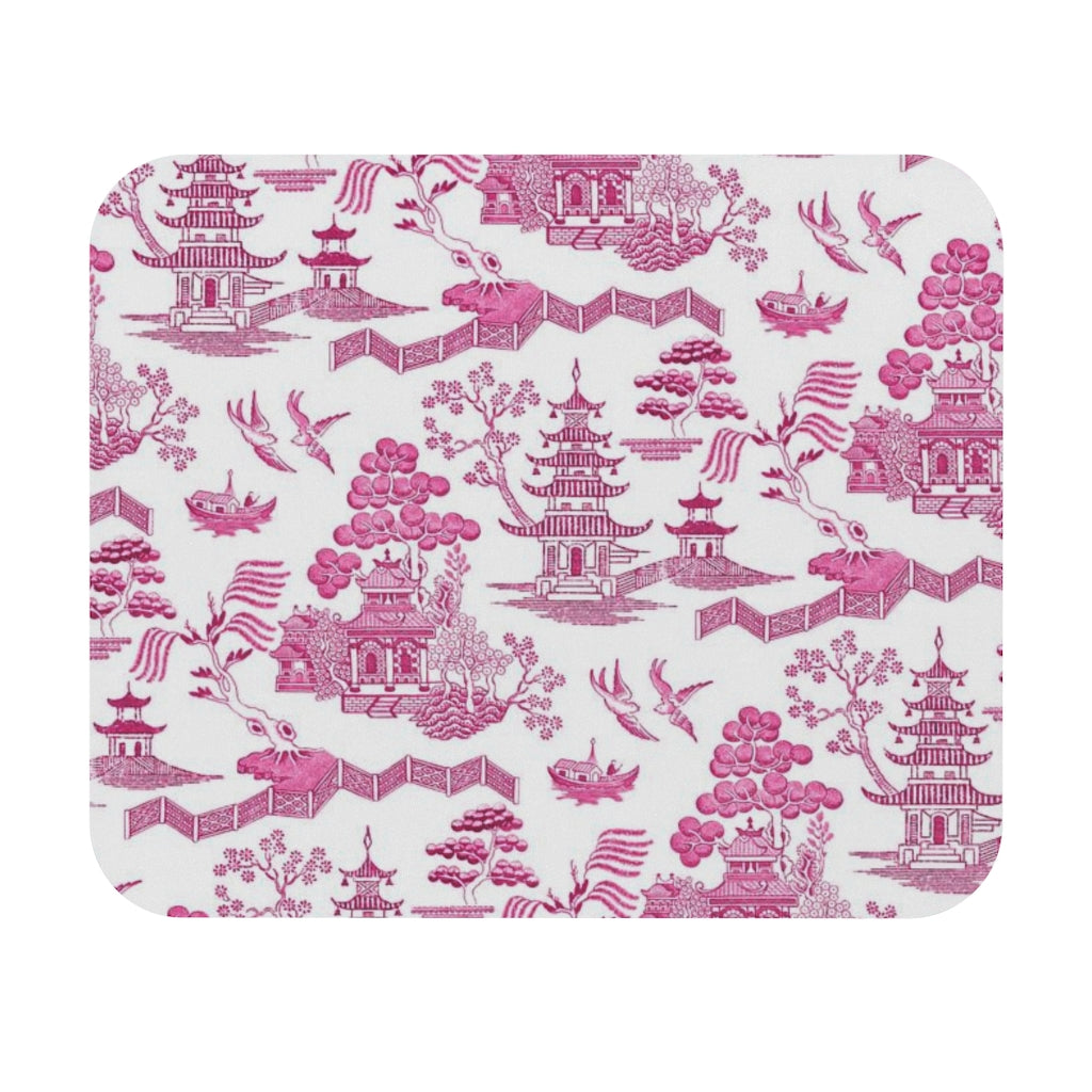 Mouse Pad Chinoiserie Pink and White Toile I Preppy Desk dorm room home office school supplies