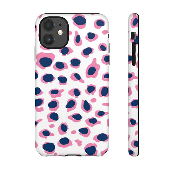 TOUGH Version Pretty Printing X Beautycounter Limited Edition Case Preppy Leopard Spots in Pink and Navy