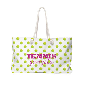 Tennis Gangsta Tote for Pool, Beach, Boat with Rope Handles - Preppy Tennis Ball Pattern