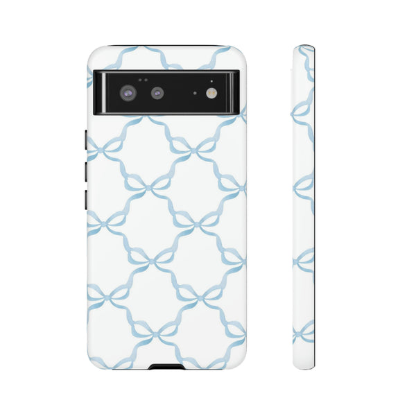 iPhone Tough Case Preppy Watercolor Bow Pattern Blue