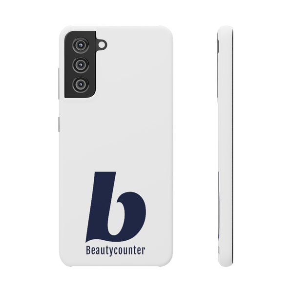 SLEEK Version Pretty Printing X Beautycounter Phone Case White with Navy Logo