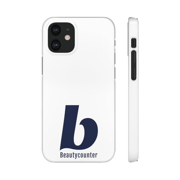 SLEEK Version Pretty Printing X Beautycounter Phone Case White with Navy Logo