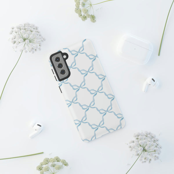 iPhone Tough Case Preppy Watercolor Bow Pattern Blue