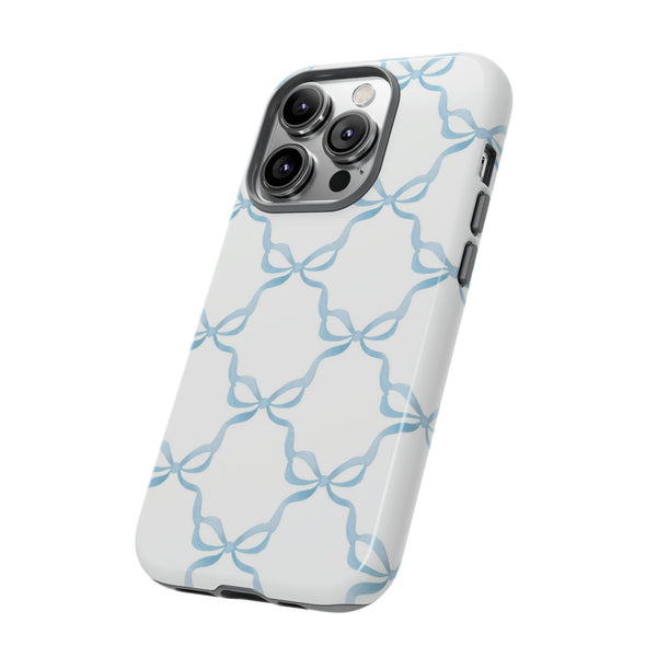 iPhone Tough Case Preppy Watercolor Bow Pattern Blue