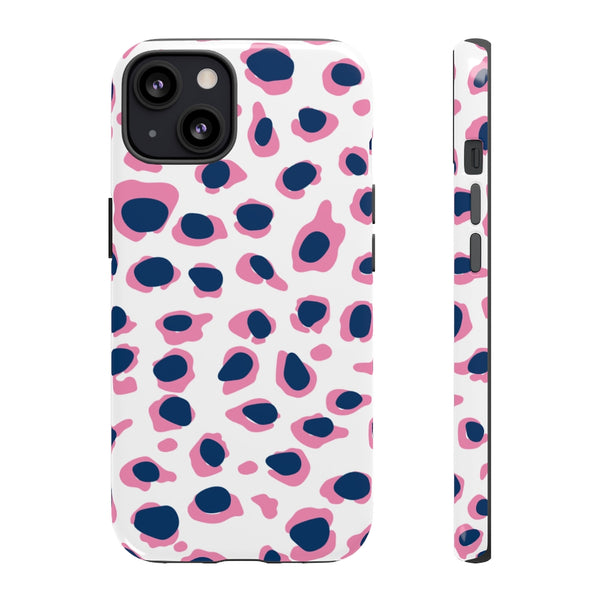 TOUGH Version Pretty Printing X Beautycounter Limited Edition Case Preppy Leopard Spots in Pink and Navy