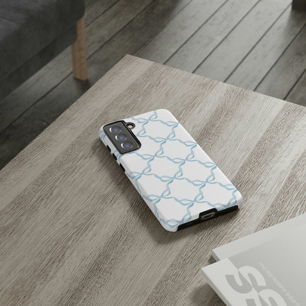 iPhone Tough Case Preppy Watercolor Bow Pattern Blue