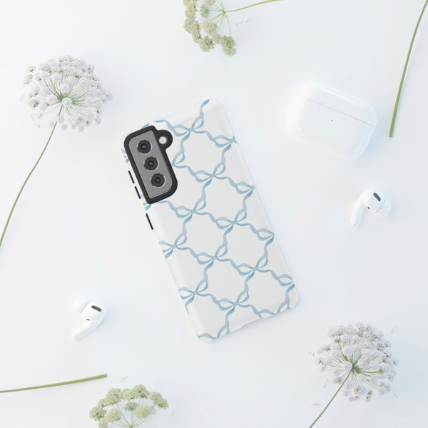 iPhone Tough Case Preppy Watercolor Bow Pattern Blue