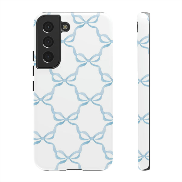 iPhone Tough Case Preppy Watercolor Bow Pattern Blue
