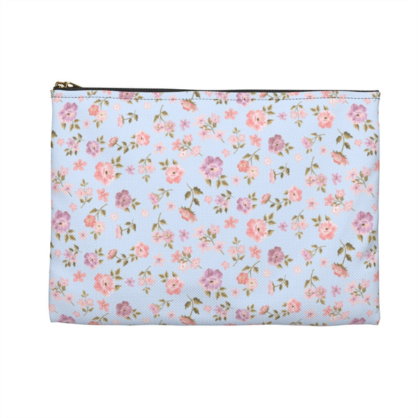 Loveshackfancy Inspired Ditsy Floral Blue Pattern -  Accessory Pouch Zip Closure Available in Two Sizes