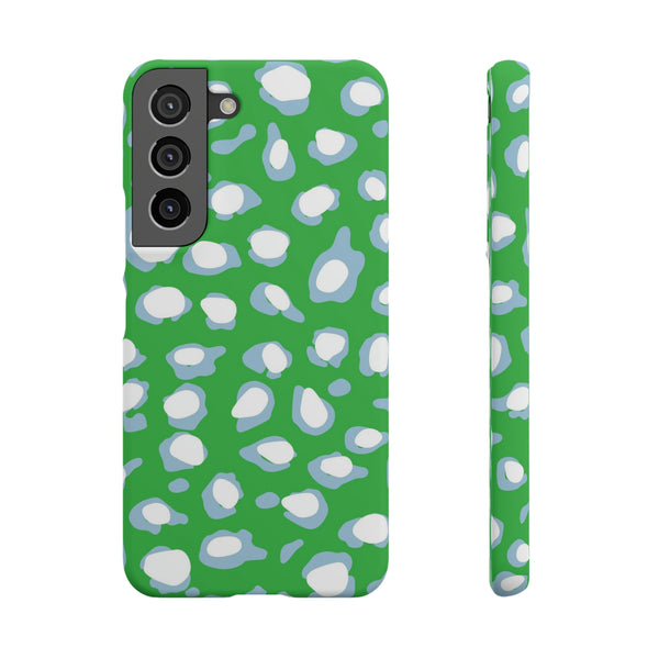 Preppy Leopard Kelly Green + Aqua Spots Protective Phone Case