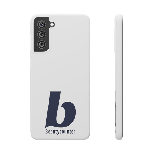 SLEEK Version Pretty Printing X Beautycounter Phone Case White with Navy Logo