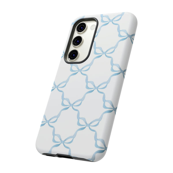 iPhone Tough Case Preppy Watercolor Bow Pattern Blue
