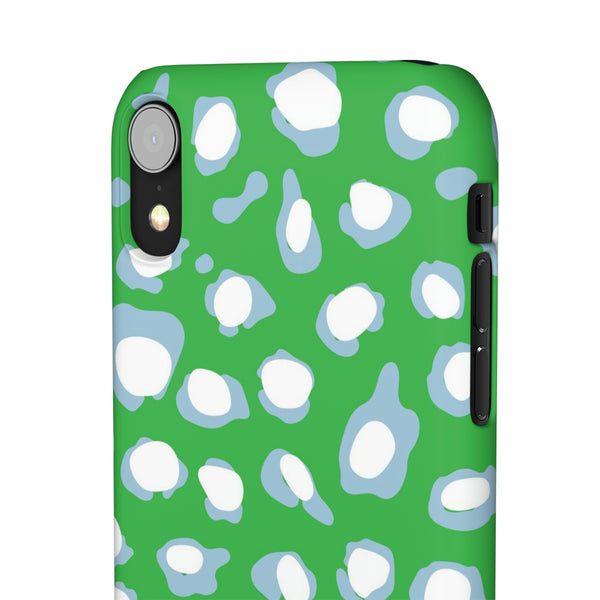 Preppy Leopard Kelly Green + Aqua Spots Protective Phone Case