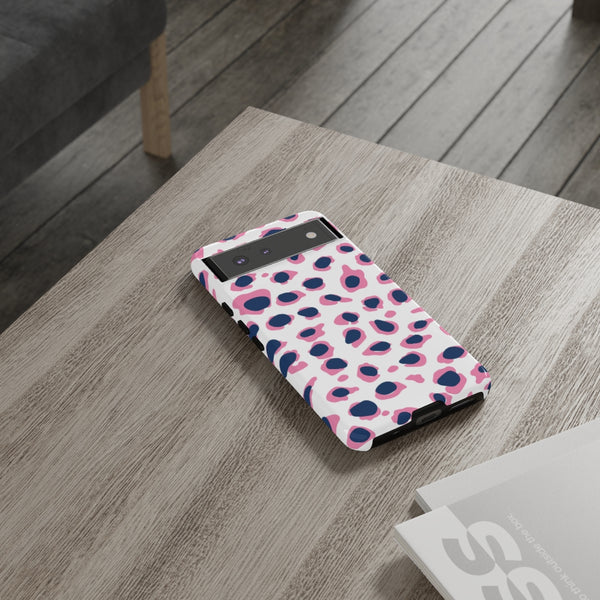 TOUGH Version Pretty Printing X Beautycounter Limited Edition Case Preppy Leopard Spots in Pink and Navy